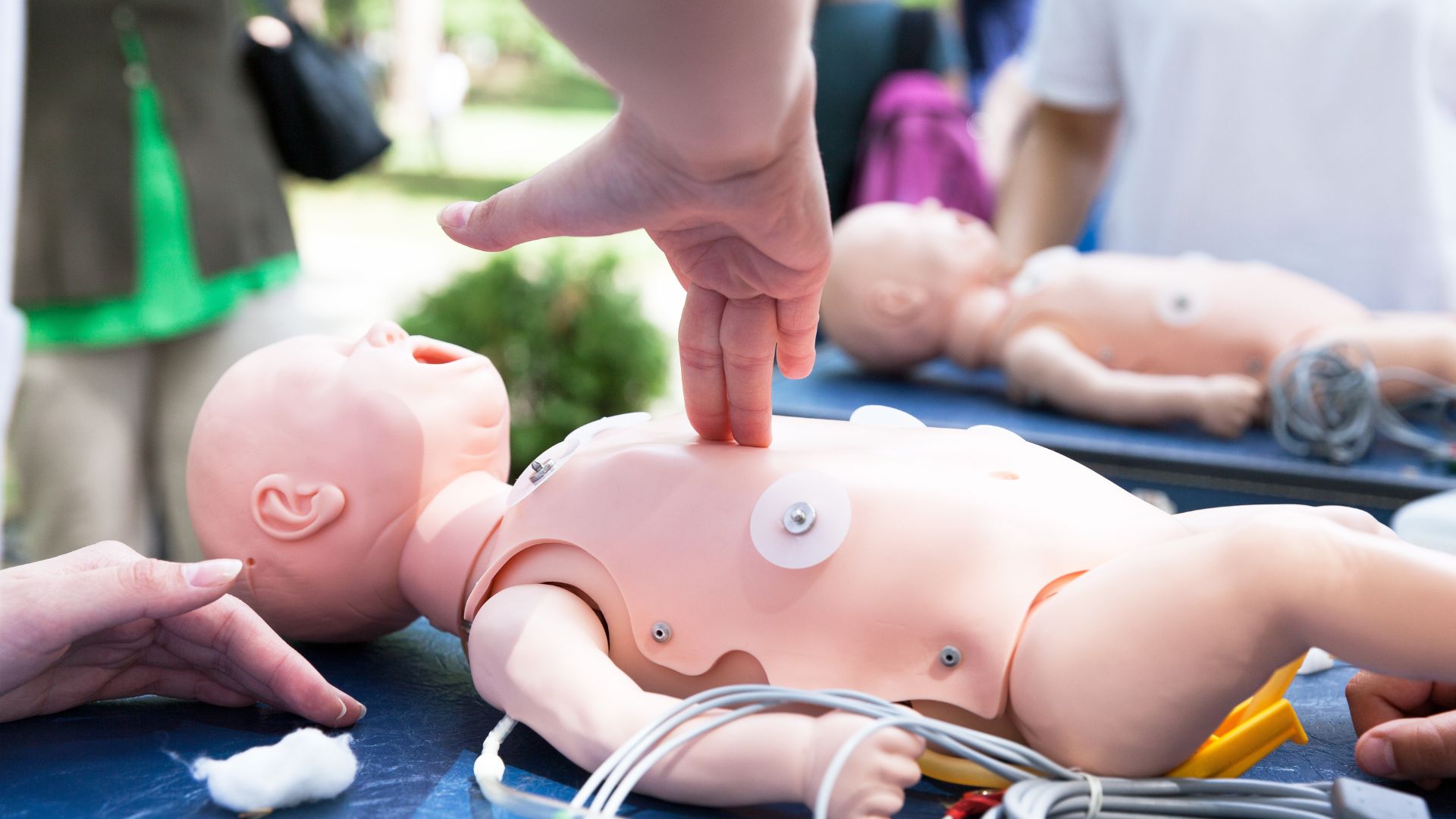 Training on doing CPR for infants