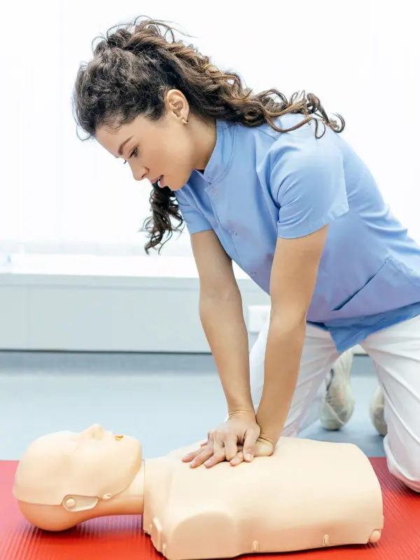 Woman in BLS certification class Charlotte