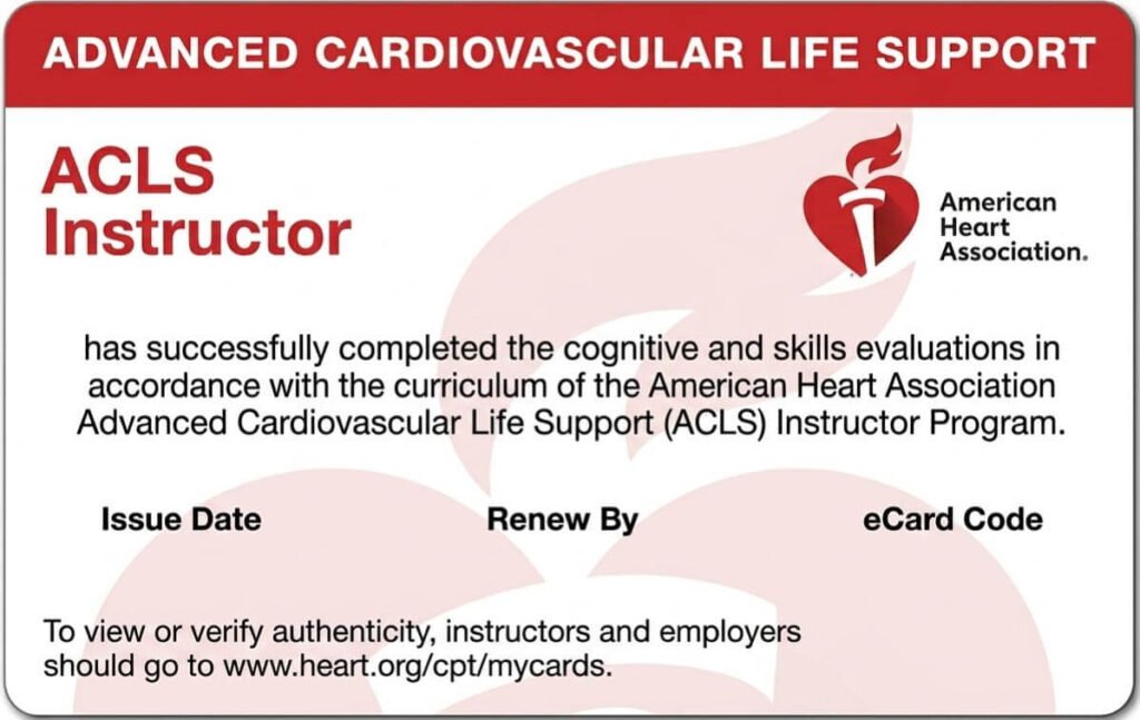 acls Instructor training card